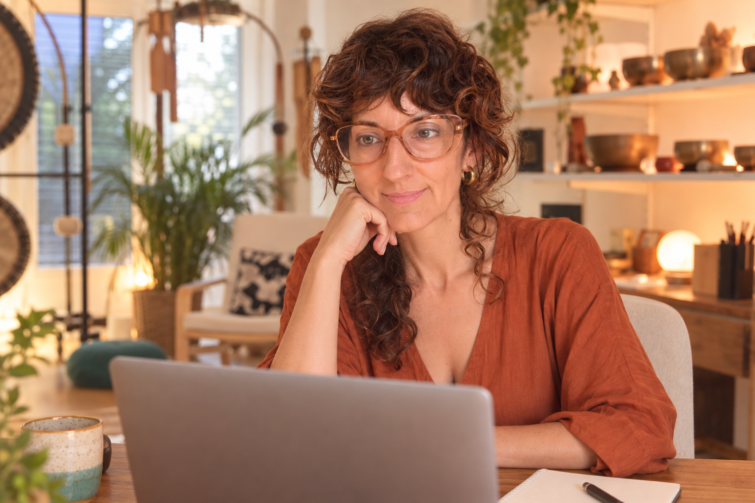 Paloma Durà atendiendo una sesión de psicoterapia online